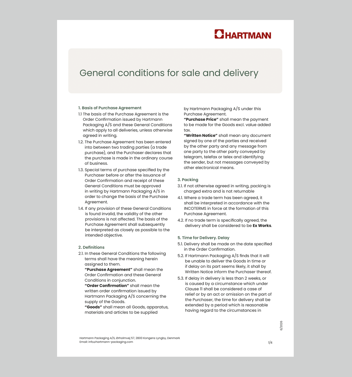 General conditions of sale and delivery