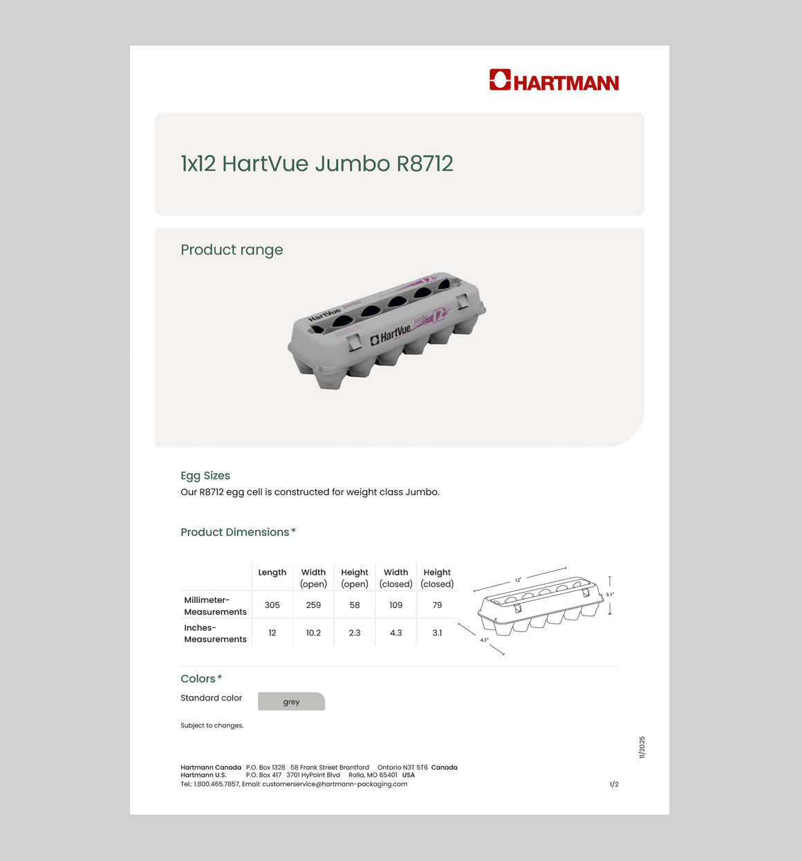 1x12 HartVue Jumbo R8712