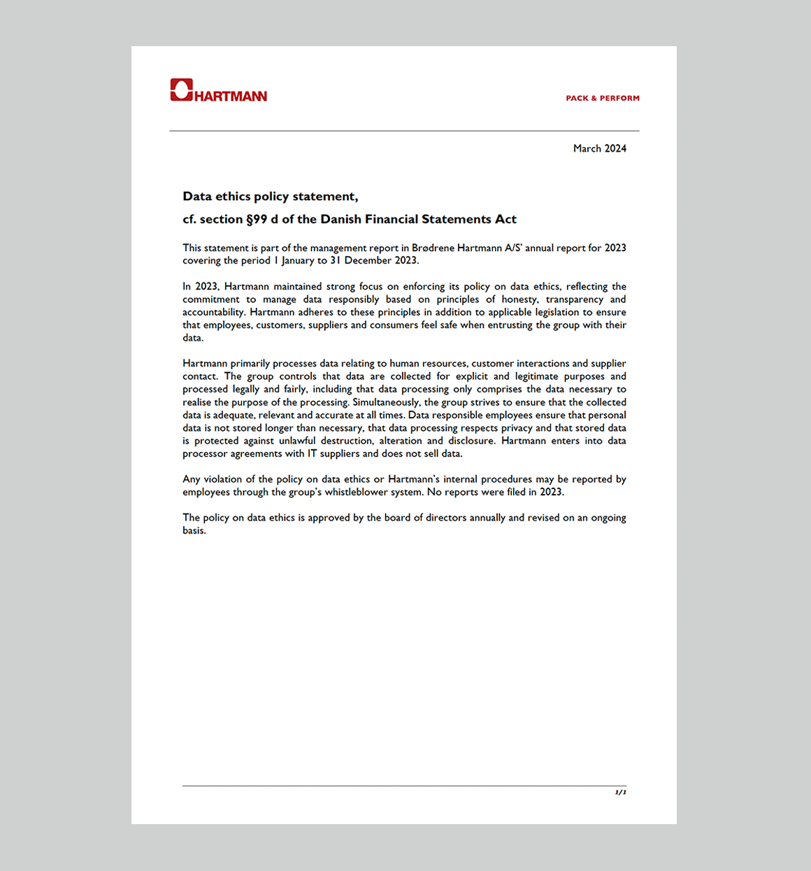 Statutory Data Ethics Policy Statement 2023