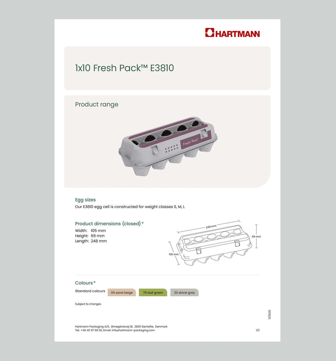 Data sheet 1x10 Fresh Pack E3810