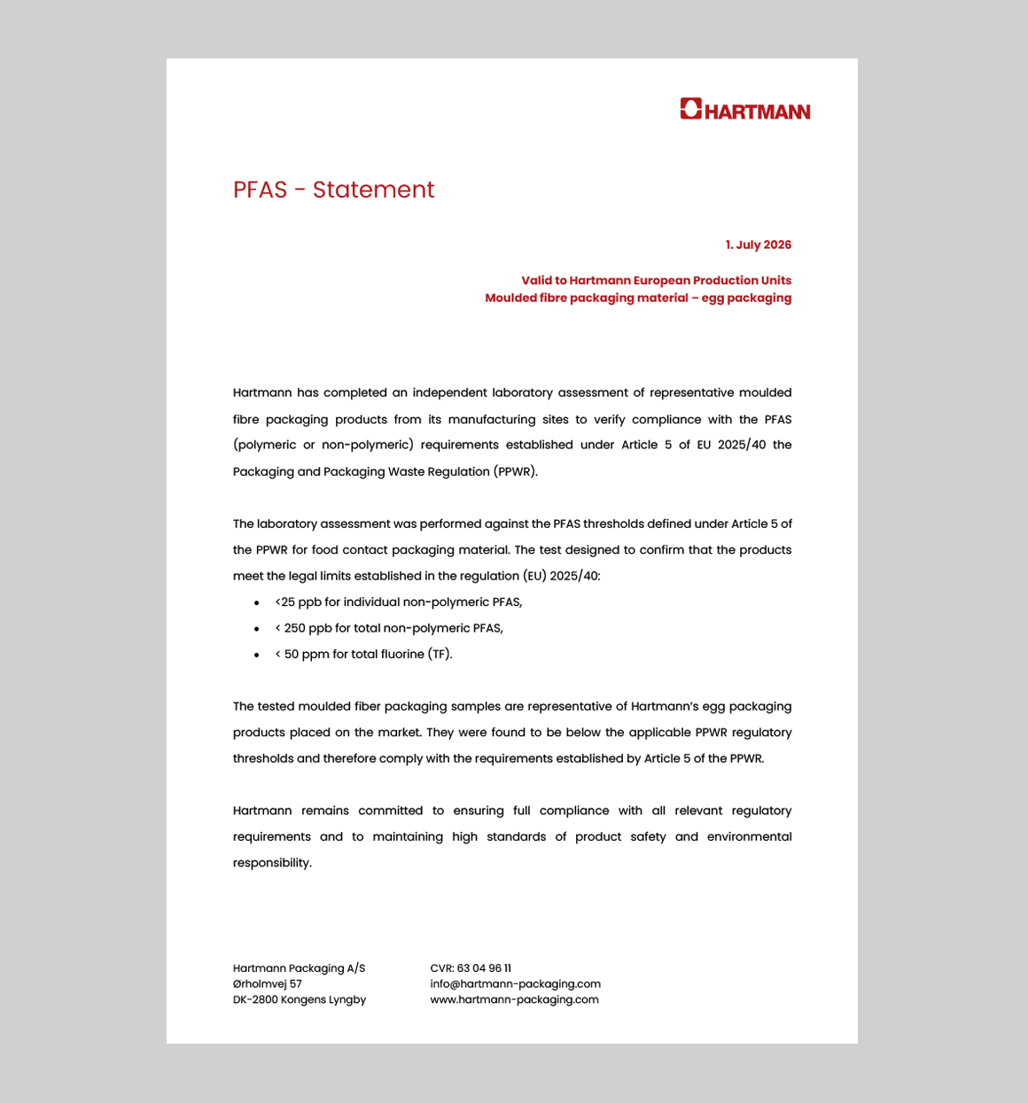 PFAS Statement