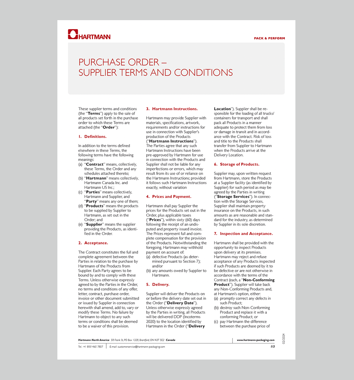 Purchase Order Supplier Terms and Conditions