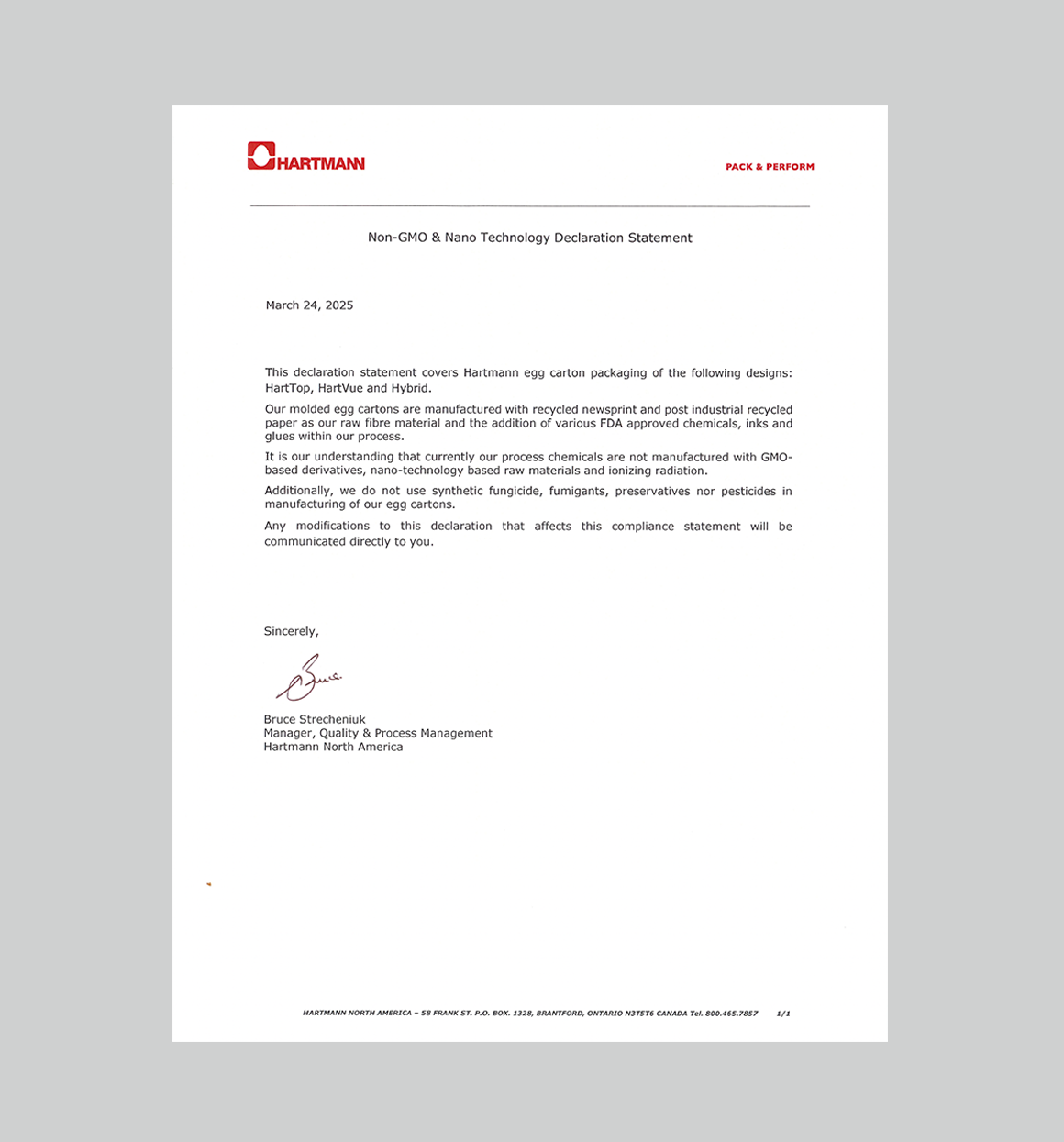 Non GMO & Nano Technology & Fungicide Declaration (2025)