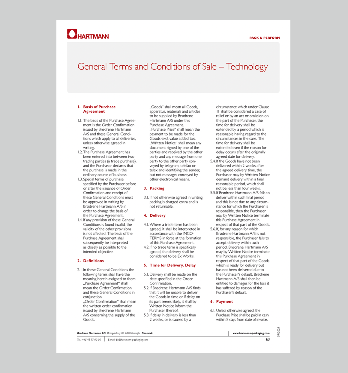 General conditions of sale and delivery