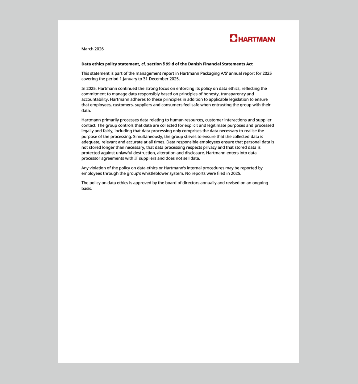 2025 Statutory Data Ethics Policy Statement