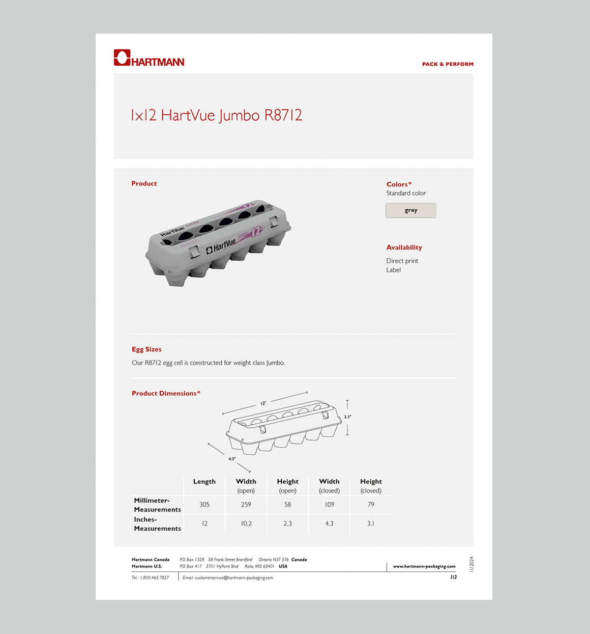 1x12 HartVue Jumbo R8712