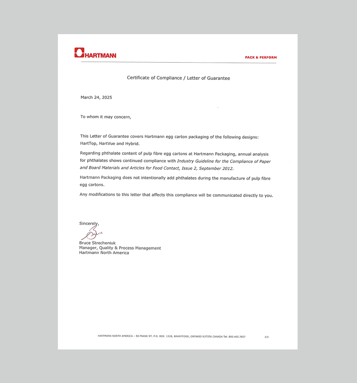 Phthalates Letter Of Guarantee (2025)