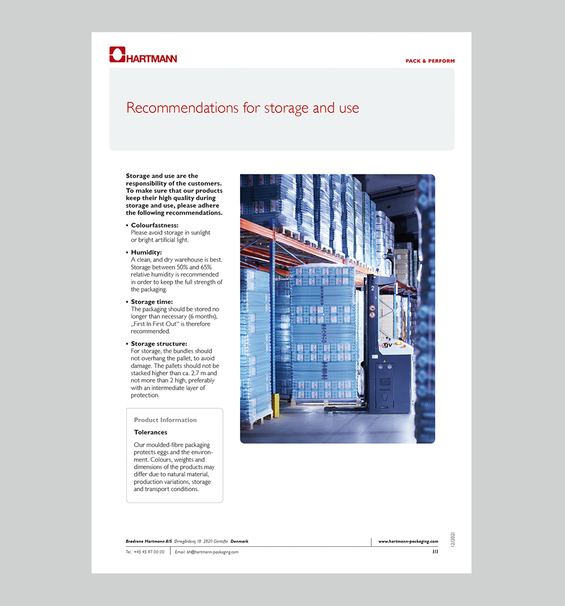 Recommendations for storage and use